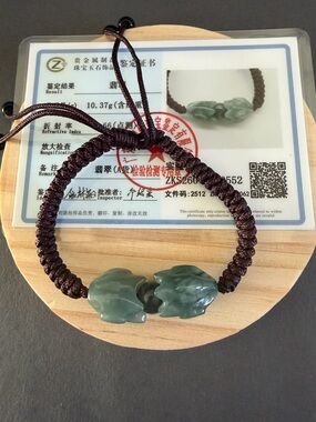 Certified Green Jade Pixiu Bracelet -